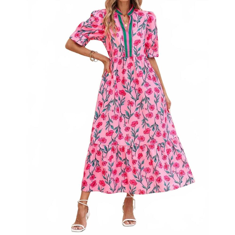NEW LITTLE DAISY CLOSET floral print long dress in pink
